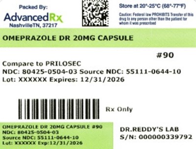Omeprazole DR 20mg 80425-0504-03.jpg Omeprazole DR 20mg #90 - Omeprazole DR 20mg 80425 0504 03